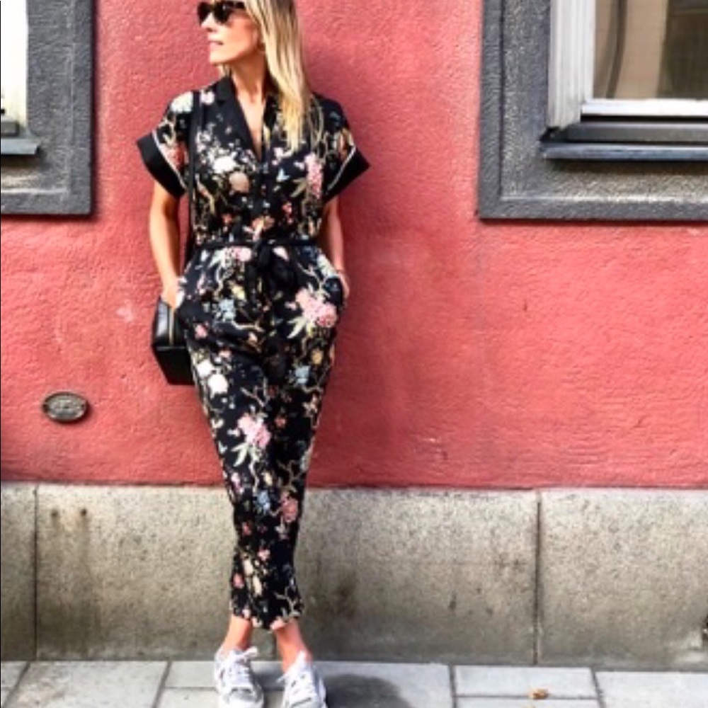 Floral/black jumpsuit
